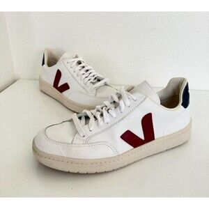 Veja V-12 Leather White Marsala Nautico Low Top Sneaker Laces Men's US 7 EU 40